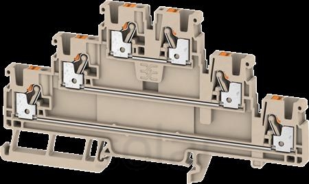 Złączka szynowa A3T 2.5 PUSH-IN (22A/800V) 2.5mm2 (1-1) 3-piętrowa beżowa